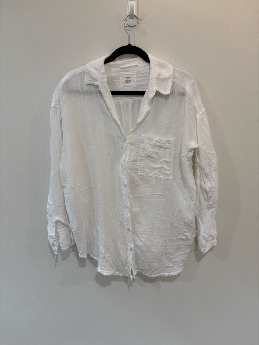 Aerie Cotton Gauze Button Down Long Sleeve Top